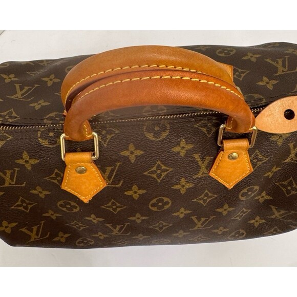 Louis Vuitton Speedy 35 Brown Canvas Monogram LV Satchel Handbag $1700 RP - Picture 7 of 12